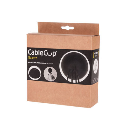 CableCup CableCup Quattro' Siliconen plafondkap - 4 snoeren - Ø158mm | Zwart