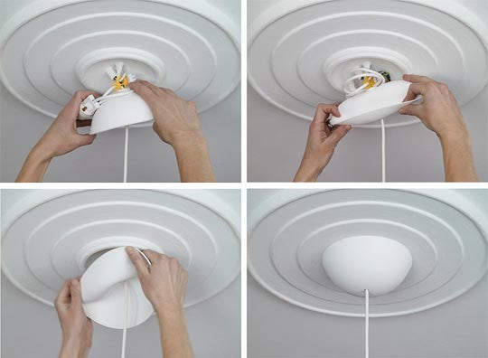 CableCup Quattro' Siliconen plafondkap - 4 snoeren  - Ø158mm | Zwart