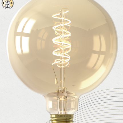Calex 3-staps Dimbare LED lamp Flex Filament - G125 Globe - E27 | Goud