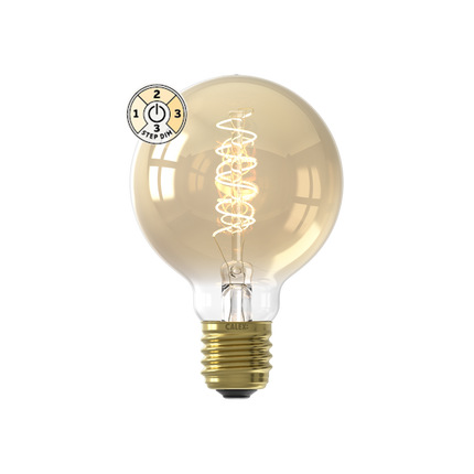 Calex 3-staps Dimbare LED lamp Flex Filament - G80 (Globe) - E27 | Goud