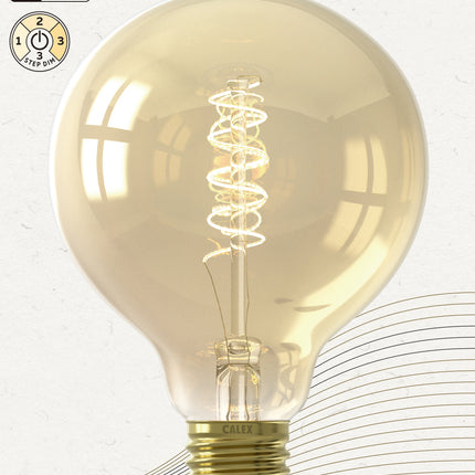 Calex 3-staps Dimbare LED lamp Flex Filament - G95 (Globe) - E27 | Goud