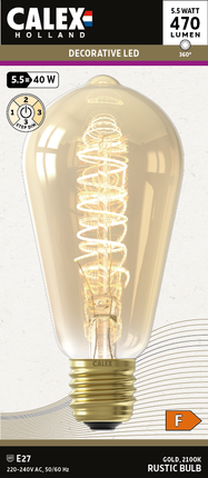 Calex 3-staps Dimbare LED lamp Flex Filament - ST64 - E27 | Goud