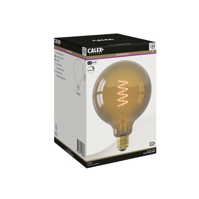 Calex LED lamp Flex Filament - G125 Globe - E27 | Natural