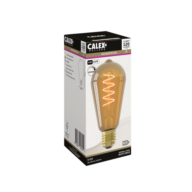 Calex LED lamp Flex Filament - ST64 Squirrel Cage - E27 | Natural