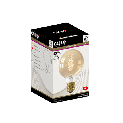 Calex LED lamp Flex Spiraal Filament - G80 Globe - E27 | Goud