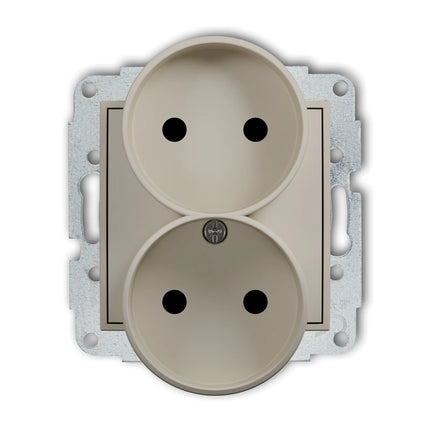 Kynda Light Dubbel Stopcontact zonder randaarde – Inbouw | Taupe
