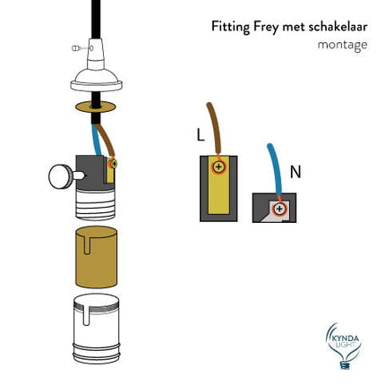 Kynda Light Fitting 'Frey' met schakelaar metaal Koper
