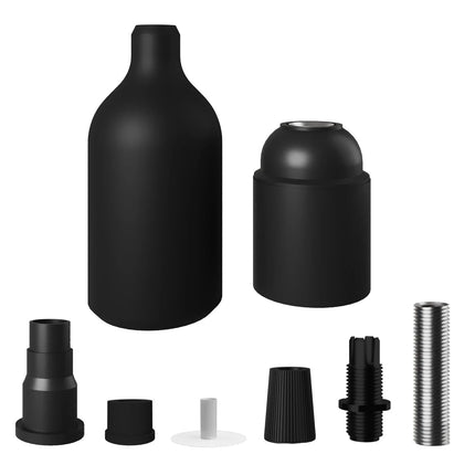 Kynda Light Fitting met verborgen kabelklem (E27) - Siliconen | Zwart