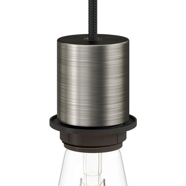 Kynda Light Fitting voor lampenkap (E27) met verborgen kabelklem | Titanium (geborsteld)