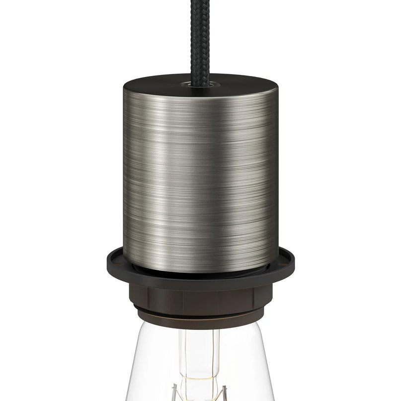 Kynda Light Fitting voor lampenkap (E27) met verborgen kabelklem | Titanium (geborsteld)