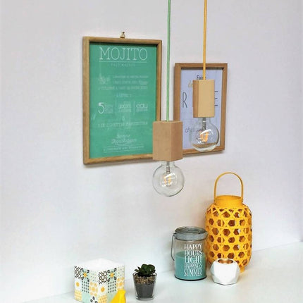 Kynda Light Fitting 'Woody' vierkant hoog Hout
