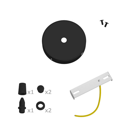 Kynda Light Kit MINI | Metalen plafondkap met 1 centraal gat en 2 zijdelingse gaten | Zwart