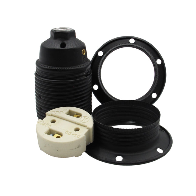 Kynda Light Metalen fitting 'Milan' met twee schroefringen (E27) | Zwart (mat)