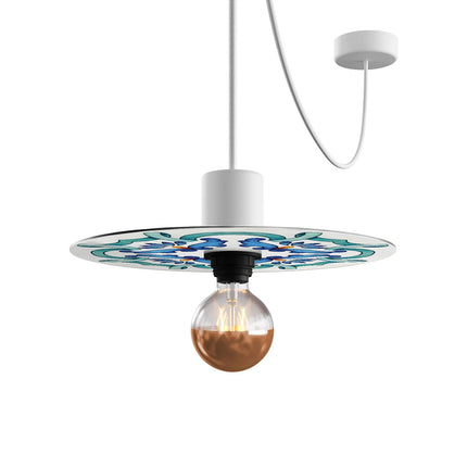 Kynda Light Mini Ellepì 'Maioliche' platte bibond lampenkap - 24 cm | Blauw