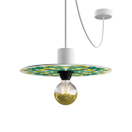 Kynda Light Mini Ellepì 'Maioliche' platte bibond lampenkap - 24 cm | Geel & Groen