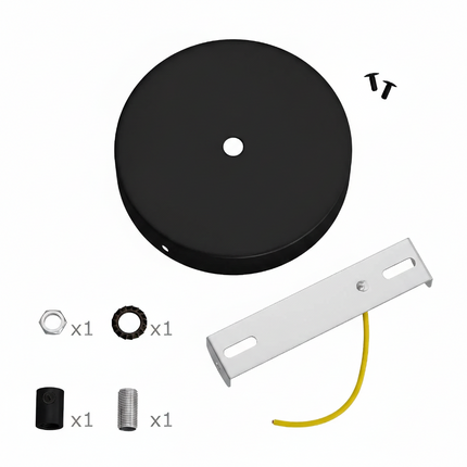 Kynda Light Plafondkap 'Enok XL' - 120 mm - metaal - 1 snoer | Zwart (mat)