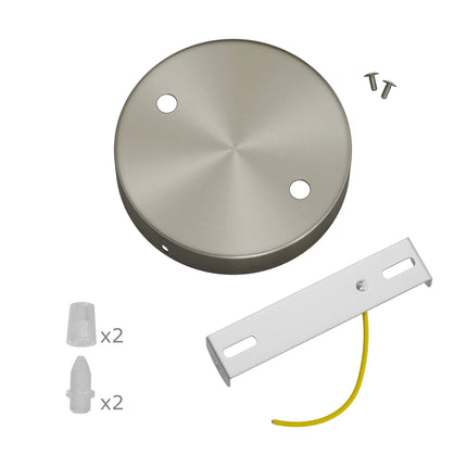 Kynda Light Plafondkap 'Levi XL' metaal - 2 snoeren - Ø120 mm | Geborsteld Titanium