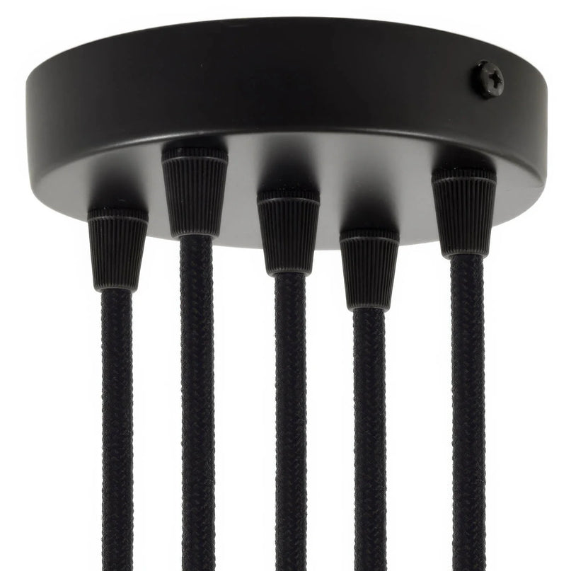 Kynda Light Plafondkap metaal - 5 snoeren - ø120 mm | Zwart (mat)