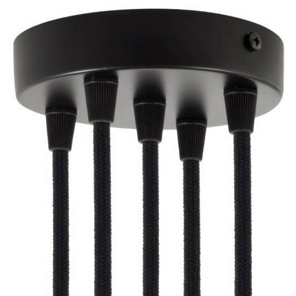 Kynda Light Plafondkap metaal - 5 snoeren - ø120 mm | Zwart (mat)