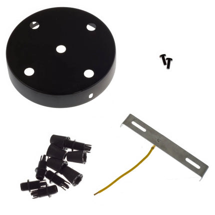 Kynda Light Plafondkap metaal - 5 snoeren - ø120 mm | Zwart (mat)