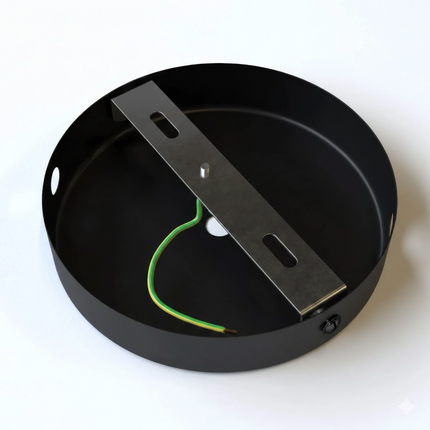 Kynda Light Plafondkap voor 1 snoer en 2 zijgaten (Ø120 mm) | Zwart (mat)