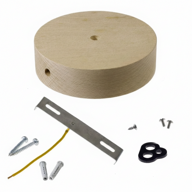 Kynda Light Plafondkap 'Woody' rond hout XL - 1 snoer - Ø120mm