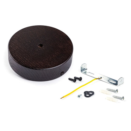 Kynda Light Plafondkap 'Woody' rond hout XL - 1 snoer - Ø120mm | Dark (Wengé)