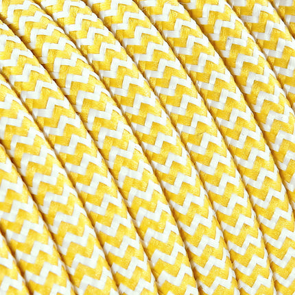 Kynda Light SAMPLE | Strijkijzersnoer Wit & Geel - rond - zigzag patroon