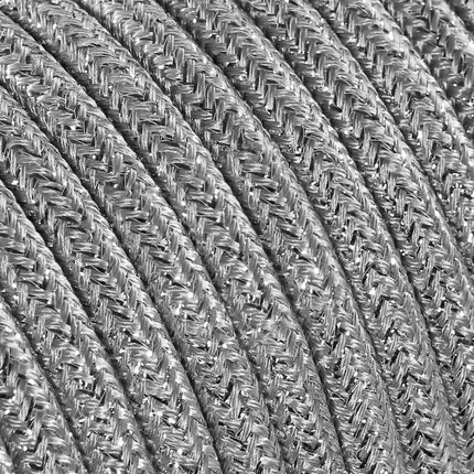 Kynda Light SAMPLE | Strijkijzersnoer Zilver (glitter) - rond, effen stof