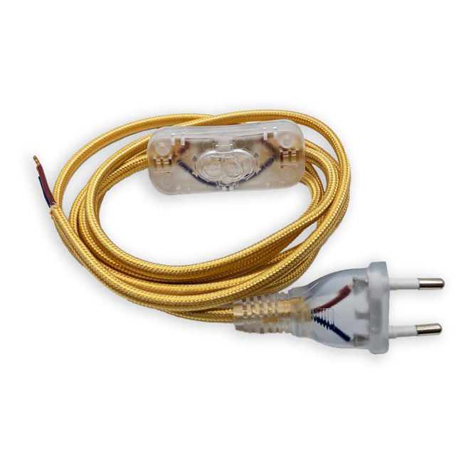 Kynda Light Snoer met transparante stekker en schakelaar | Goud (plat)