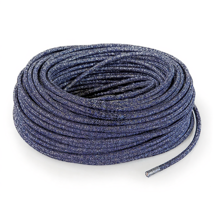 Kynda Light Strijkijzersnoer Blauw 'Jeans' (glitter) - rond, effen stof