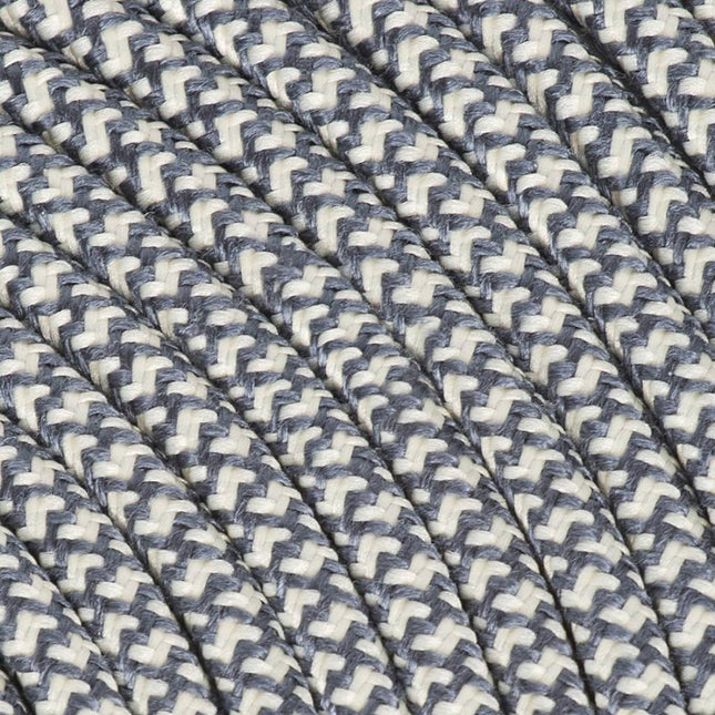 Kynda Light Strijkijzersnoer Creme & Grijs - rond, linnen - kruis patroon