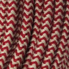 Kynda Light Strijkijzersnoer Zand & Bordeaux - rond - zigzag patroon