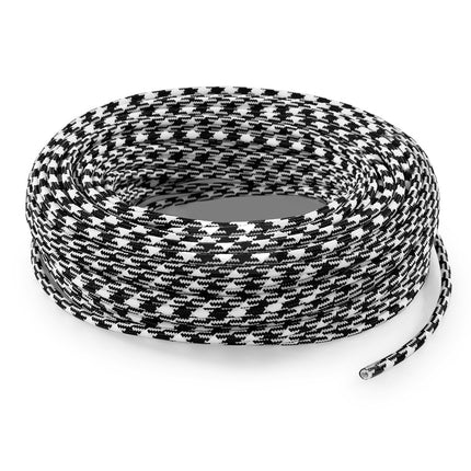 Kynda Light Strijkijzersnoer Zwart & Wit - rond, blok patroon