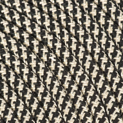 Kynda Light Strijkijzersnoer Zwart & Zand - rond, linnen - kruis patroon