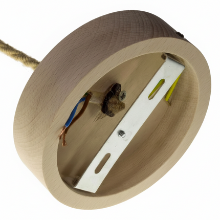 Kynda Light TWEEDE KANS | Plafondkap 'Woody' rond hout XL - 1 snoer - Ø120mm