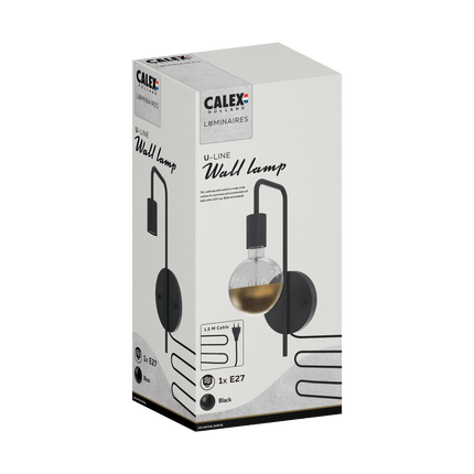 Kynda Light U-line Wandlamp (E27) | Zwart