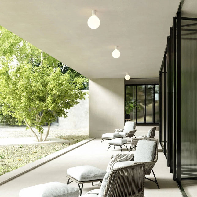 Kynda Light Wand- of plafondlamphouder met ring - E27 - IP44 | Wit