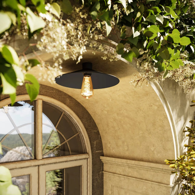 Kynda Light Wand- of plafondlamphouder voor lampenkap - E27 - IP44 | Zwart